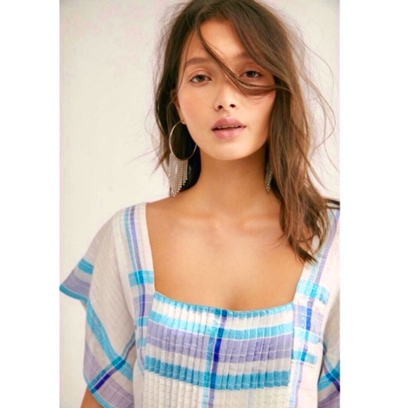 🌺🎉HP🎉🌺 NWT Free People Barcelona Shimmer Plaid Mini Dress - Picture 3 of 16